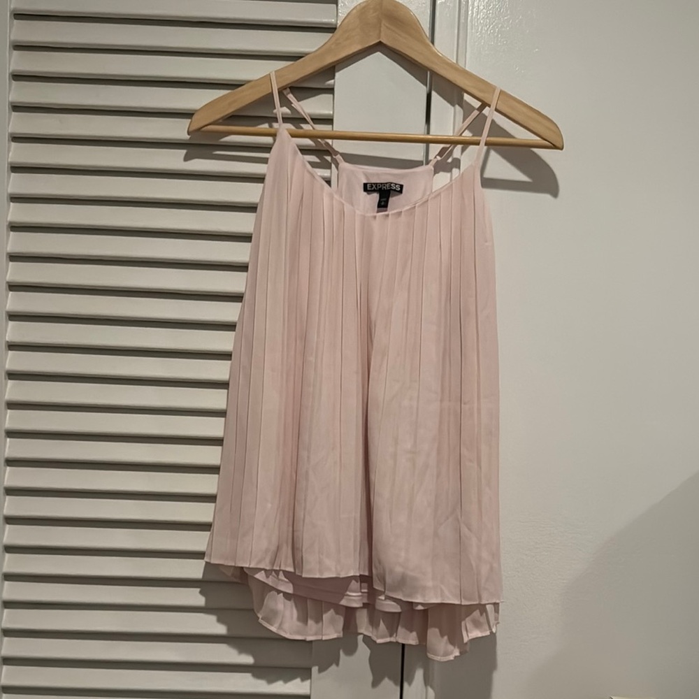 Express Light Pink Pleated Tank Top